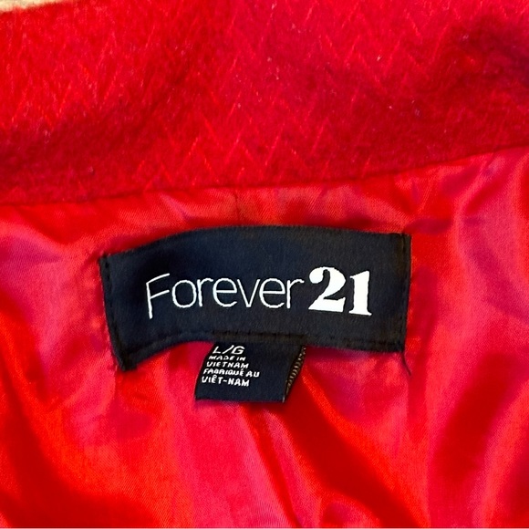 Cute Red Pea coat, Size Large, Forever 21 - Picture 6 of 8
